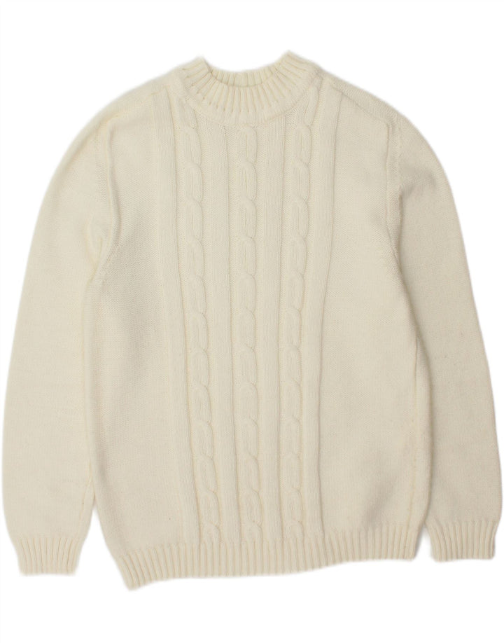VINTAGE Womens Crew Neck Jumper Sweater UK 14 Medium White Vintage Vintage and Second-Hand Vintage from Messina Hembry 