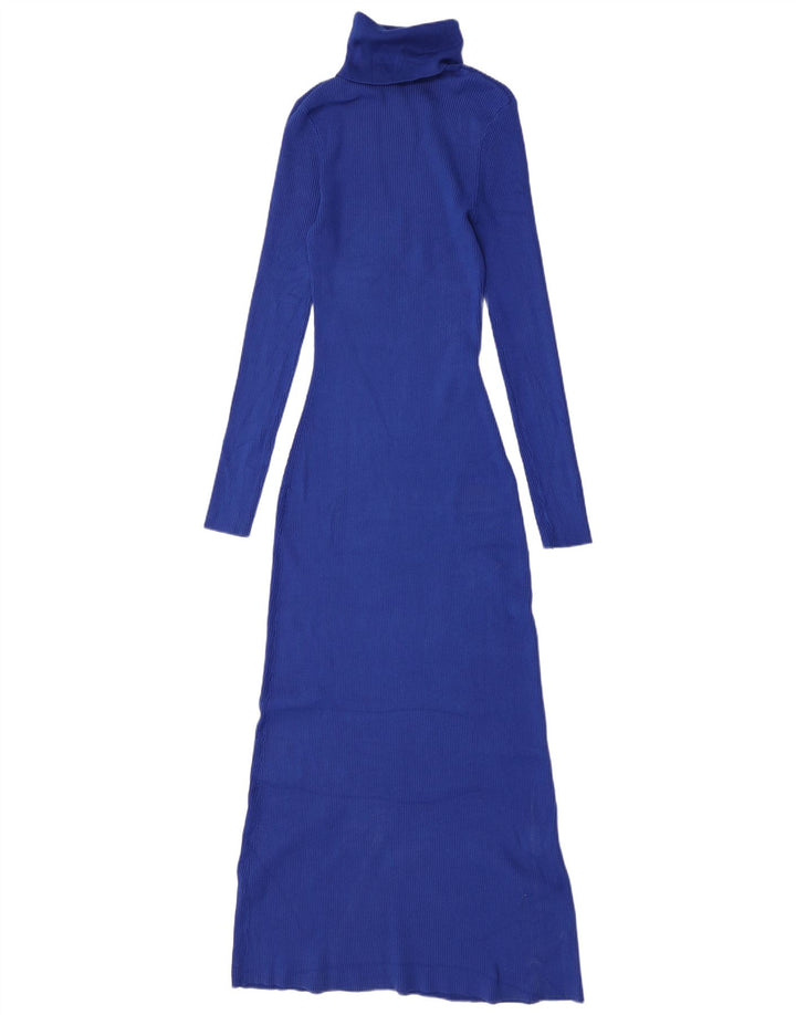 Zara Womens Long Sleeve Maxi Dress UK 12 Medium Blue Viscose