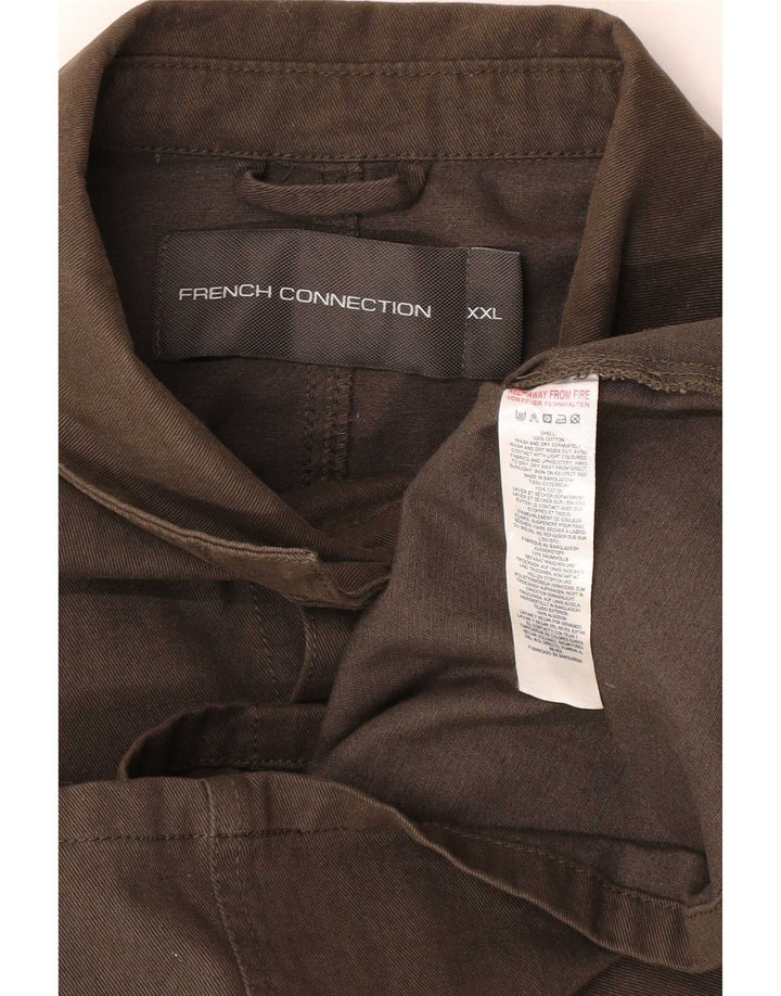 French Connection Herren-Overshirt-Hemd, 2XL, Khaki, Baumwolle