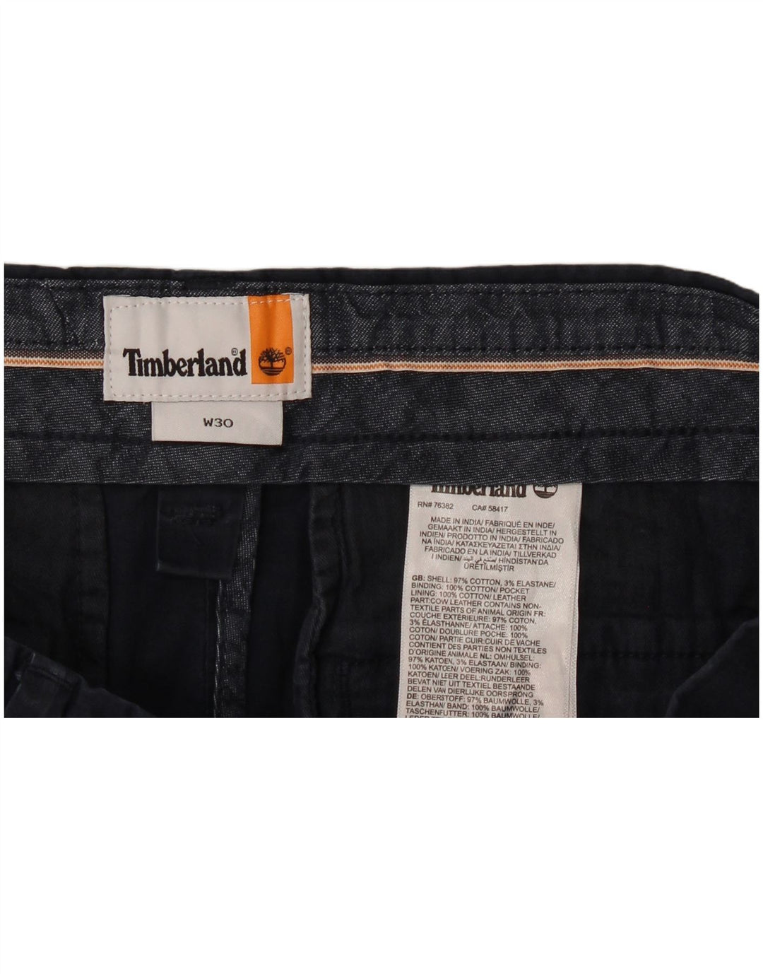 Timberland Mens Chino Shorts W30 Medium Navy Blue Cotton