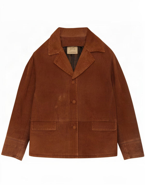 Jachetă vintage de piele intoarsa pentru femei IT 44 Medium Beige