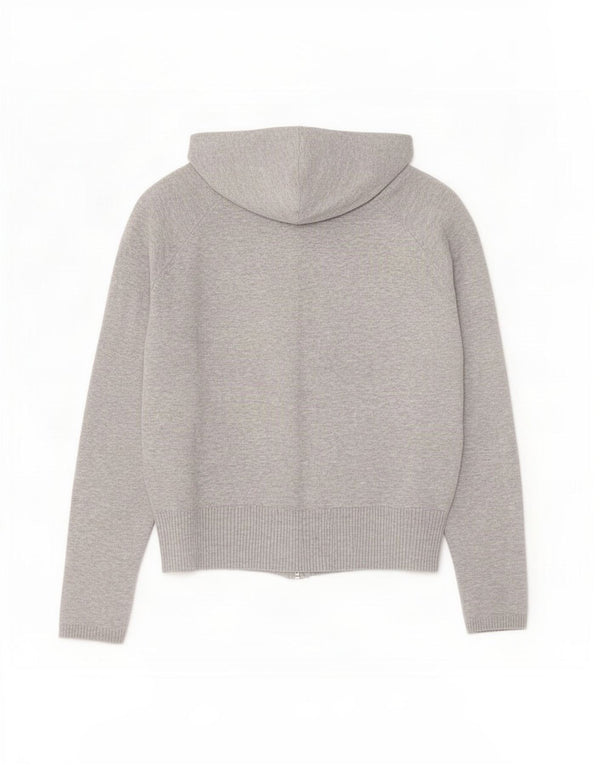 Zara Womens Zip Hoodie Sweater UK 16 Large Grey Cotton