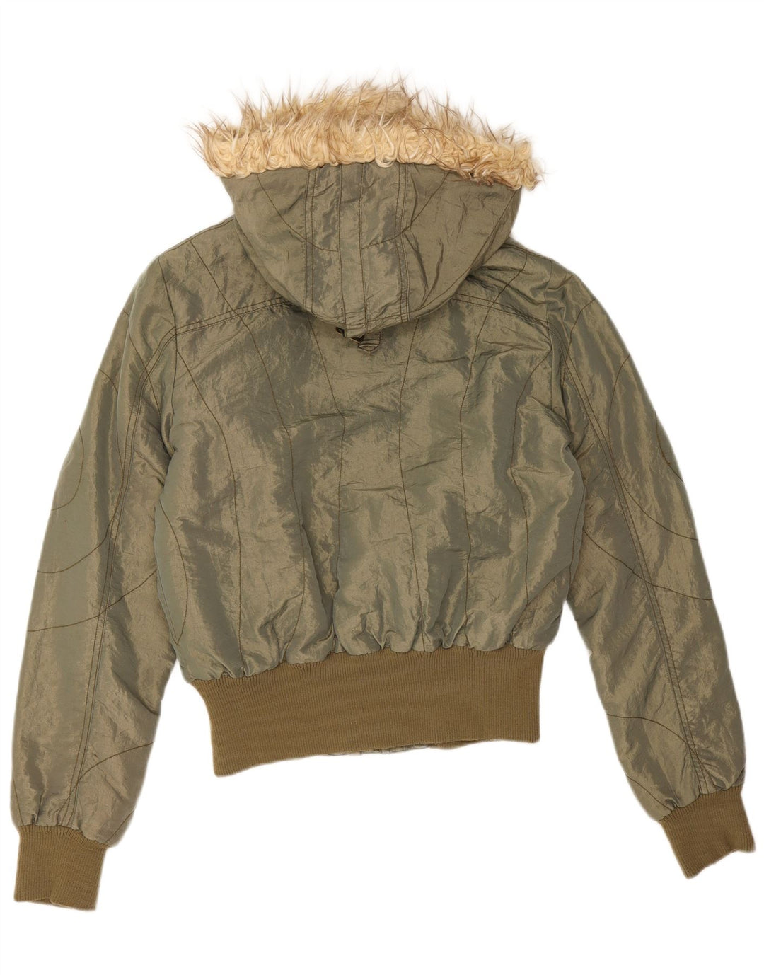 Calliope Womens Hooded Padded Jacket UK 16 Large Khaki Nylon
