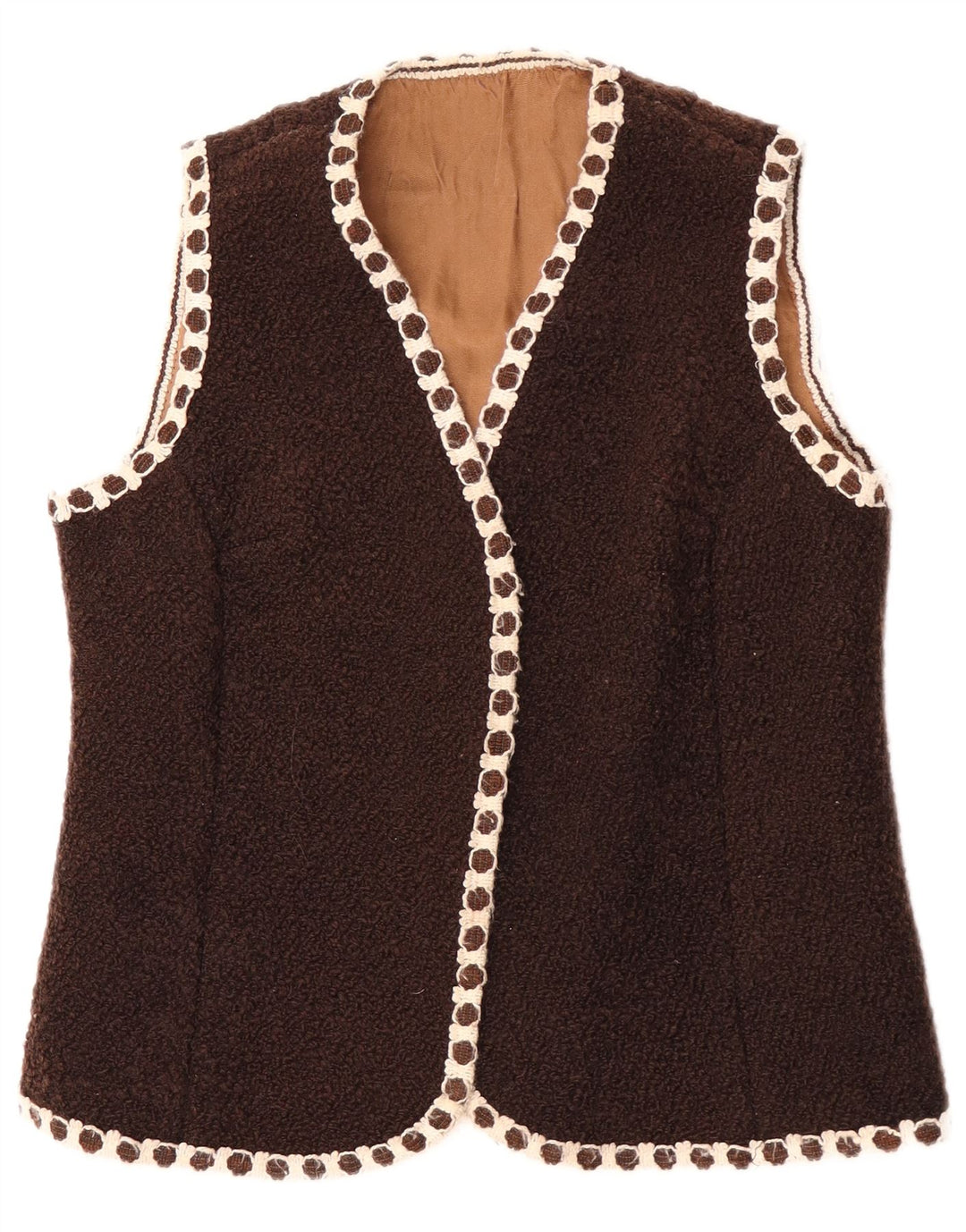 Vintage Womens Waistcoat UK 14 Medium Brown