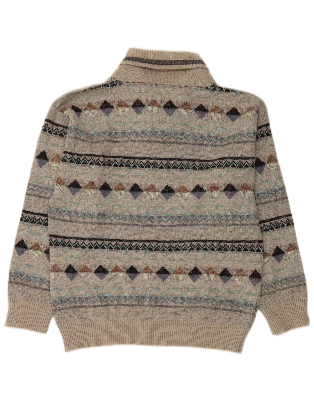 Maglione vintage da uomo con collo a scialle IT 50 Grigio medio Argyle/Diamante