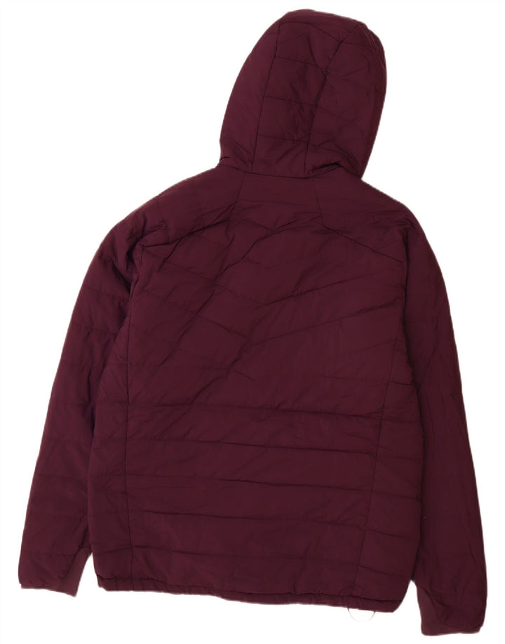 Eddie Bauer Mens Hooded Reversible Jacket UK 38 Medium Burgundy Nylon