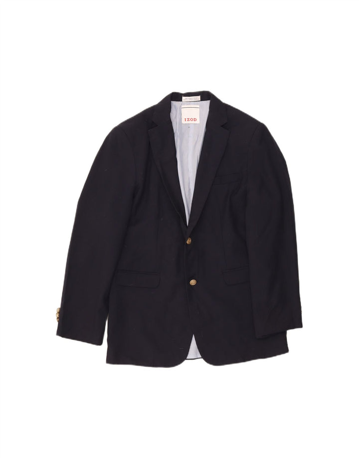 IZOD Boys 2 Button Blazer Jacket 15-16 Years XL Navy Blue Polyester
