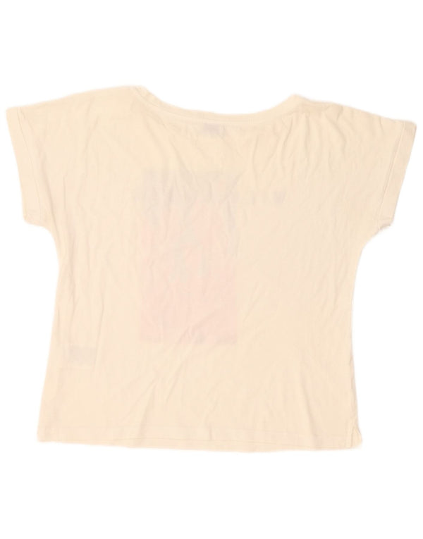 Liu Jo Womens Crop Graphic T-Shirt Top UK 14 Medium Off White