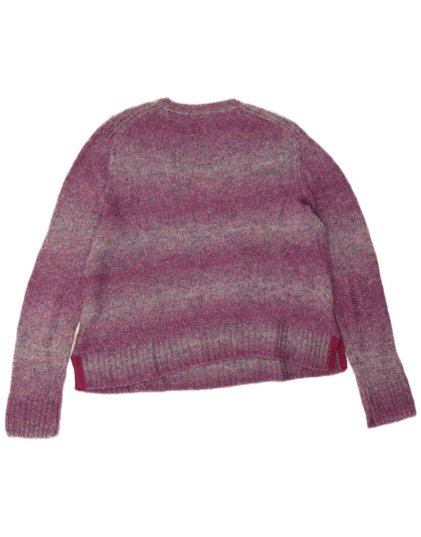 Maglione maglione con scollo a barca da donna di White Stuff UK 14 Lana a righe viola grande