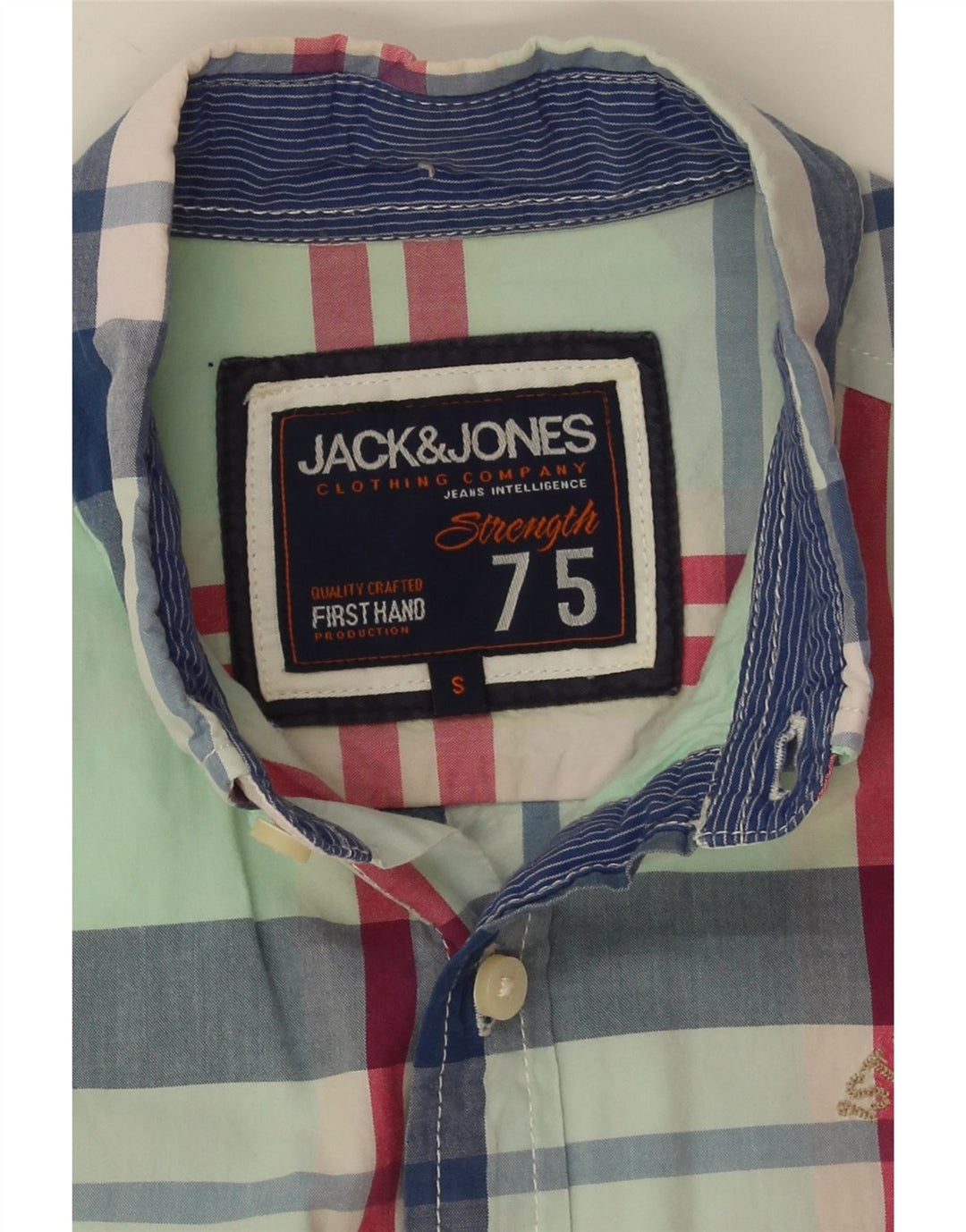 Jack & Jones Mens Short Sleeve Shirt Small Green Plaid