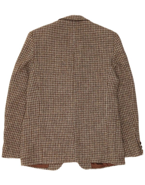 Harris Tweed Mens 2 Button Blazer Jacket UK 42 XL Brown Houndstooth