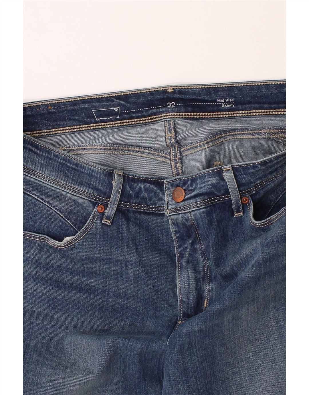LEVI'S Womens Mid Rise Skinny Jeans  W32 L28 Blue Vintage Levi's and Second-Hand Levi's from Messina Hembry 