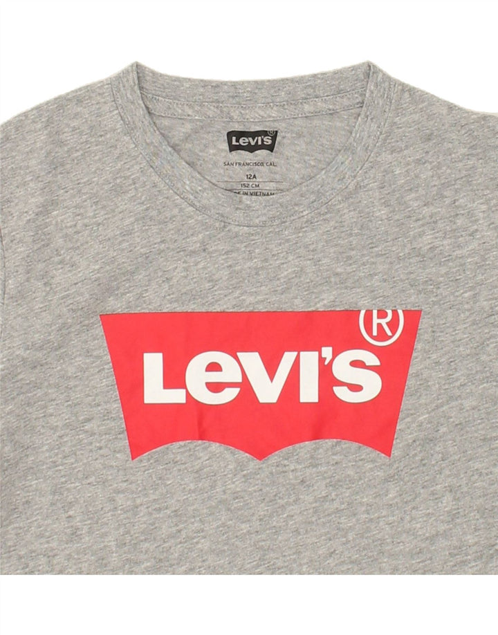 LEVI'S Boys Graphic Top Long Sleeve 11-12 Years Grey Cotton Vintage Levi's and Second-Hand Levi's from Messina Hembry 