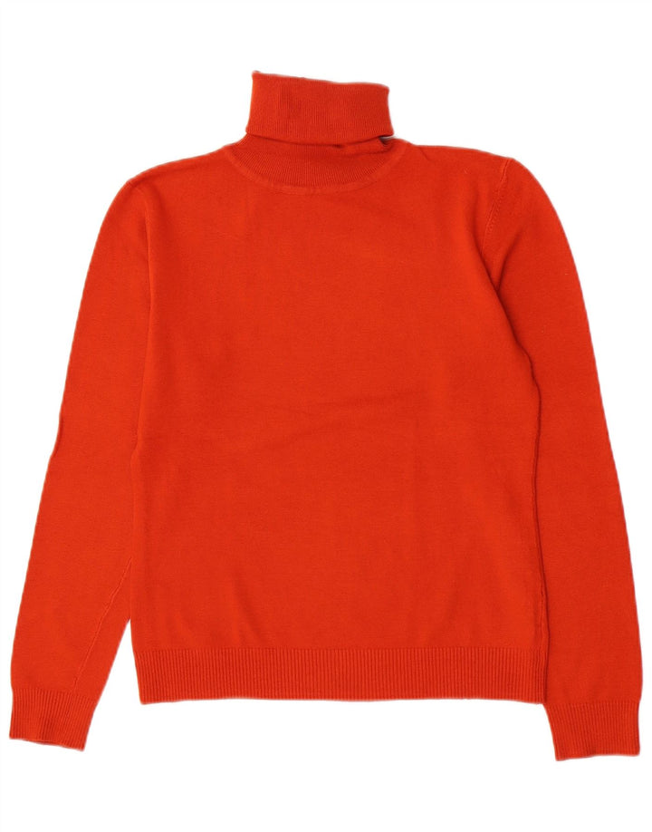 Zara Womens Roll Neck Jumper Sweater UK 14 Large Orange Rayon