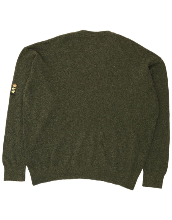 Lacoste Jersey con cuello en V para hombre talla 8 3XL lana de cordero verde