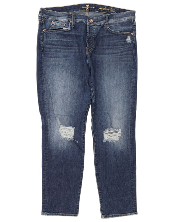 7 For All Mankind Kvinders kæreste Crop Skinny Jeans W32 L26 Blå