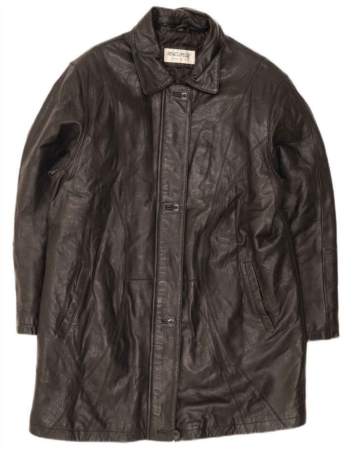 Rino & Pelle Abrigo de cuero extragrande para mujer IT 44 Medium Black