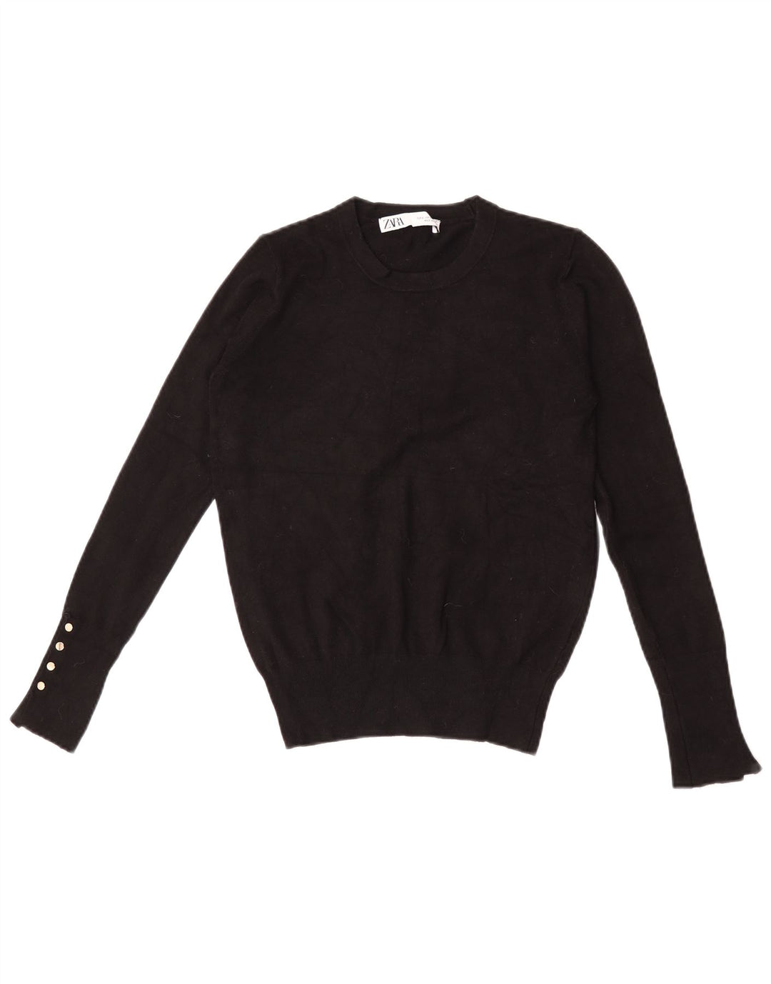 Zara Womens Crew Neck Jumper Sweater UK 10 Small Black