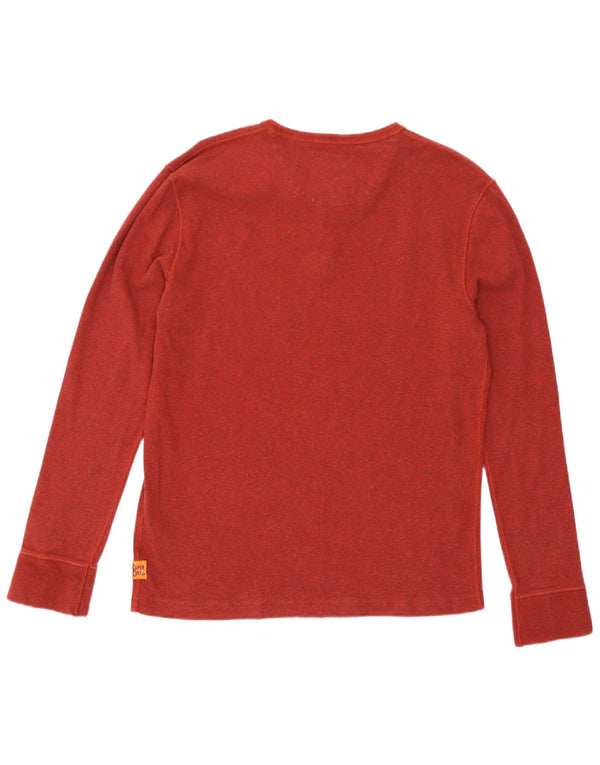 Superdry Hombre Top Manga Larga 2XL Algodón Moteado Rojo