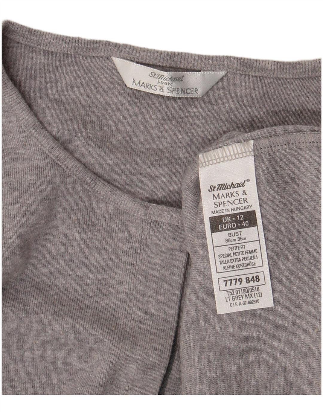Marks & Spencer Womens Cardigan Sweater UK 12 Medium  Grey Cotton