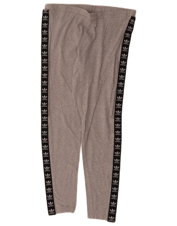 Leggings grafici da donna Adidas UK 16 grande cotone color block grigio