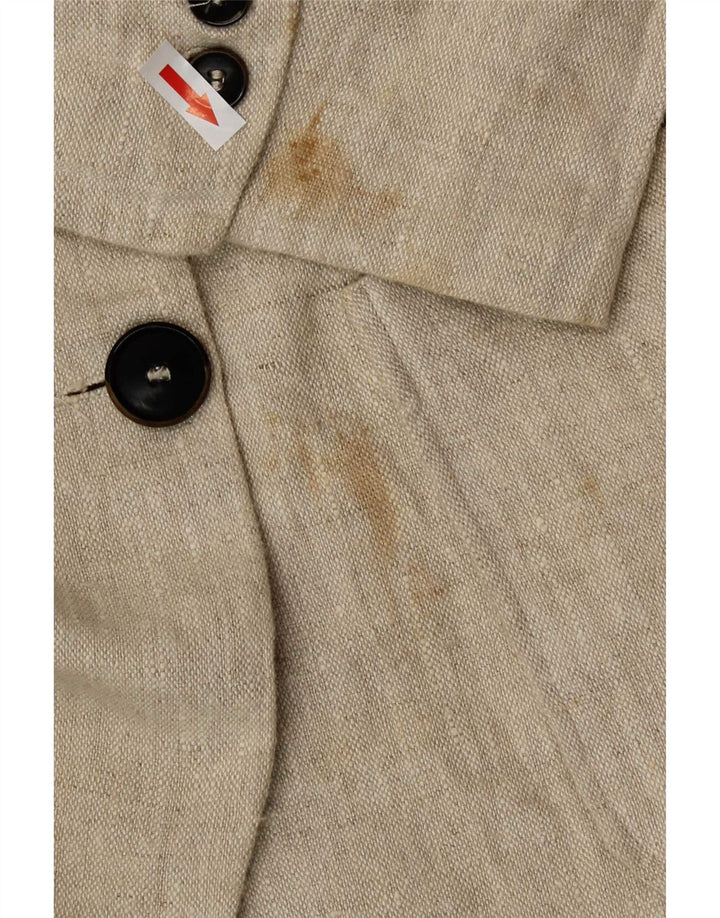 Zara Womens Double Breasted Blazer Jacket UK 14 Medium Beige Linen