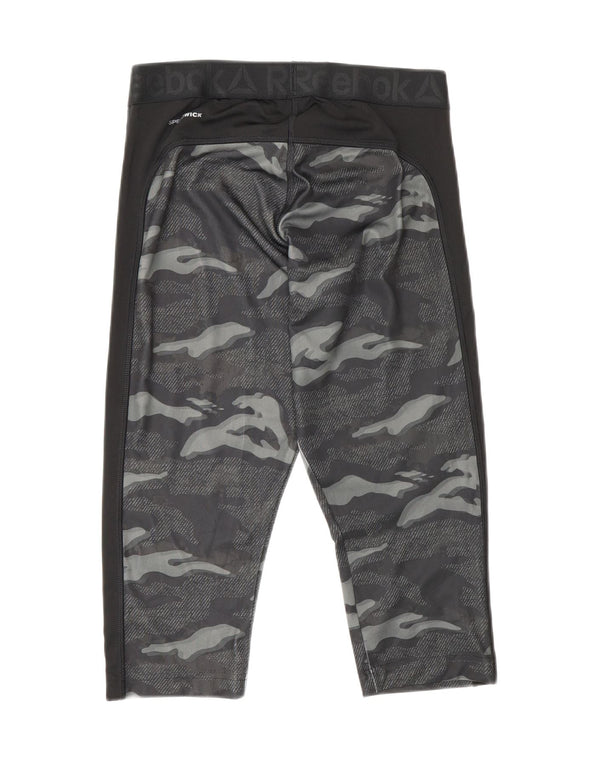 Reebok Womens Graphic Capri Leggings UK 18 XL Grau Camouflage Polyester