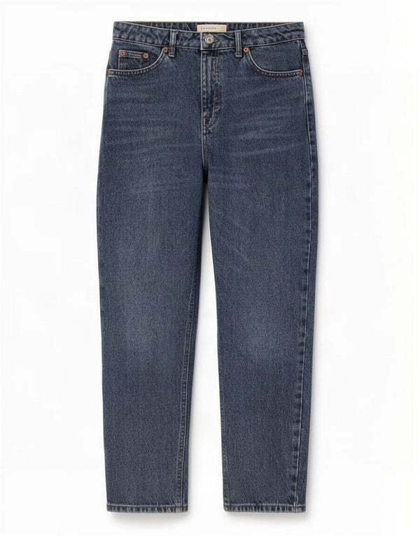 Topshop Blugi Mom Tapered pentru femei L30 L27 Bumbac albastru