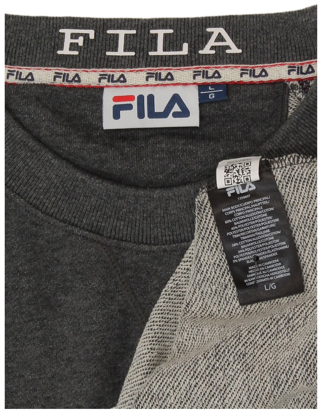 Męska bluza z grafiką Fila, duża, szara, bawełniana