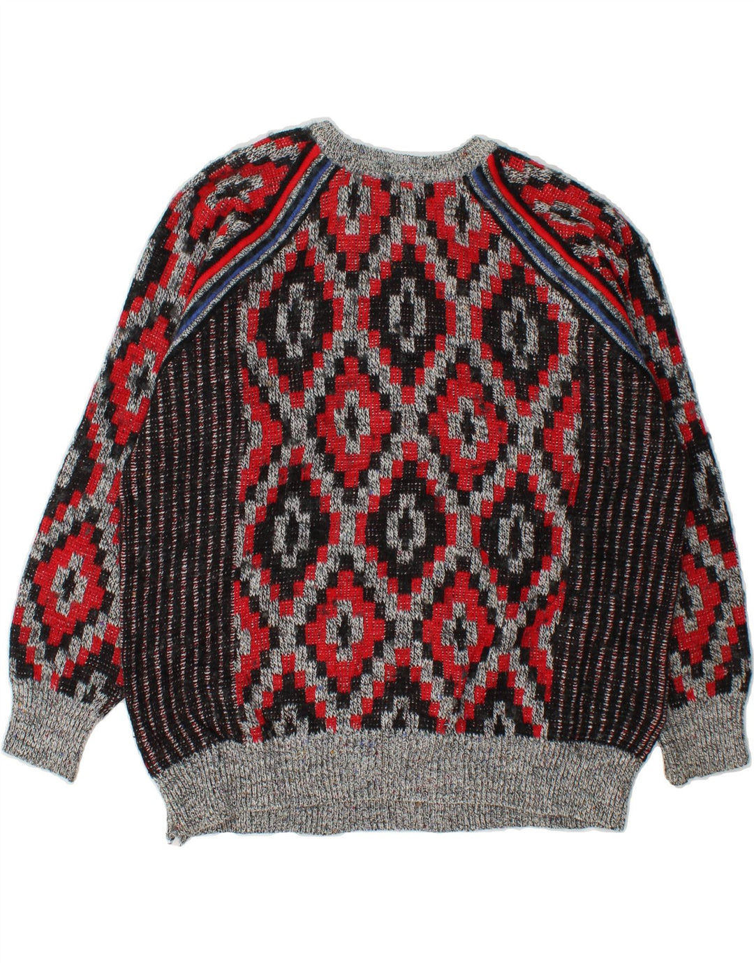 VINTAGE Mens Crew Neck Jumper Sweater XL Red Geometric Vintage Vintage and Second-Hand Vintage from Messina Hembry 