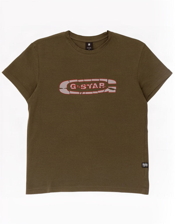 G-Star Homme Graphic T-Shirt Top Petit Kaki Coton