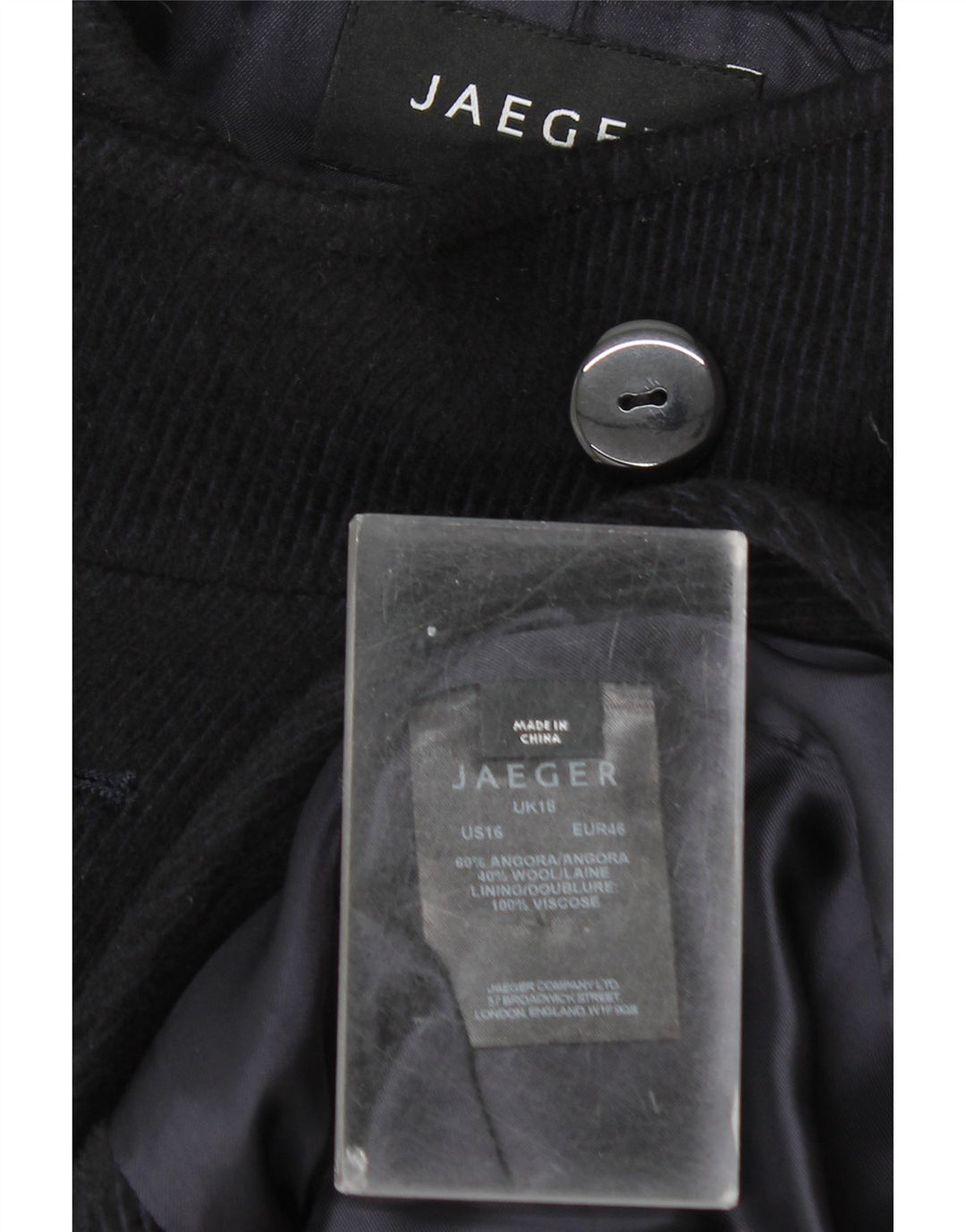 Jaeger Womens Pea Coat UK 18 XL  Navy Blue Angora