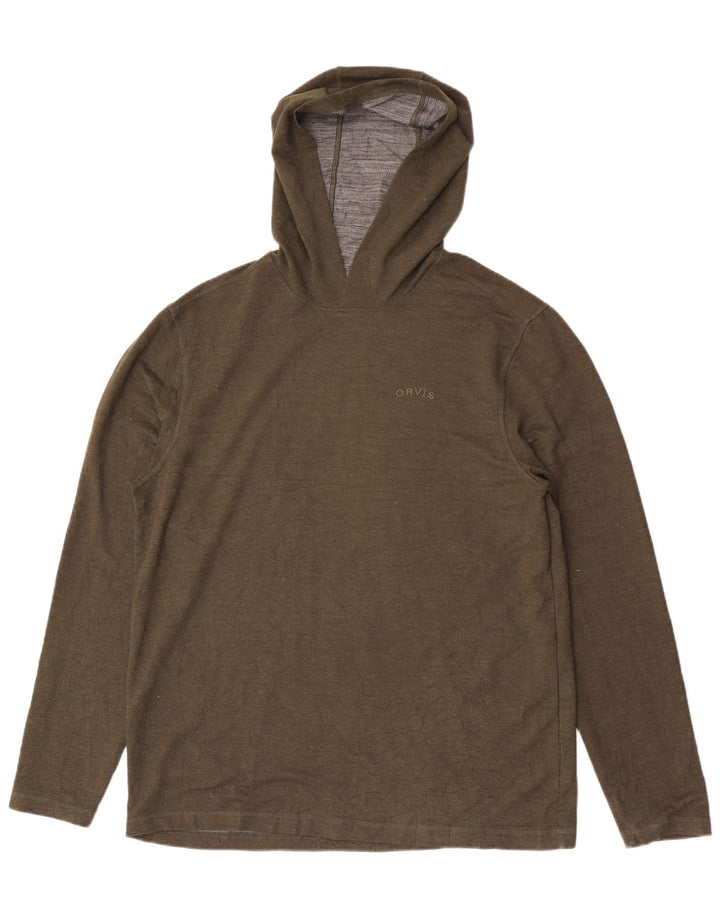 Orvis Mens Hoodie Jumper Large Khaki Rayon