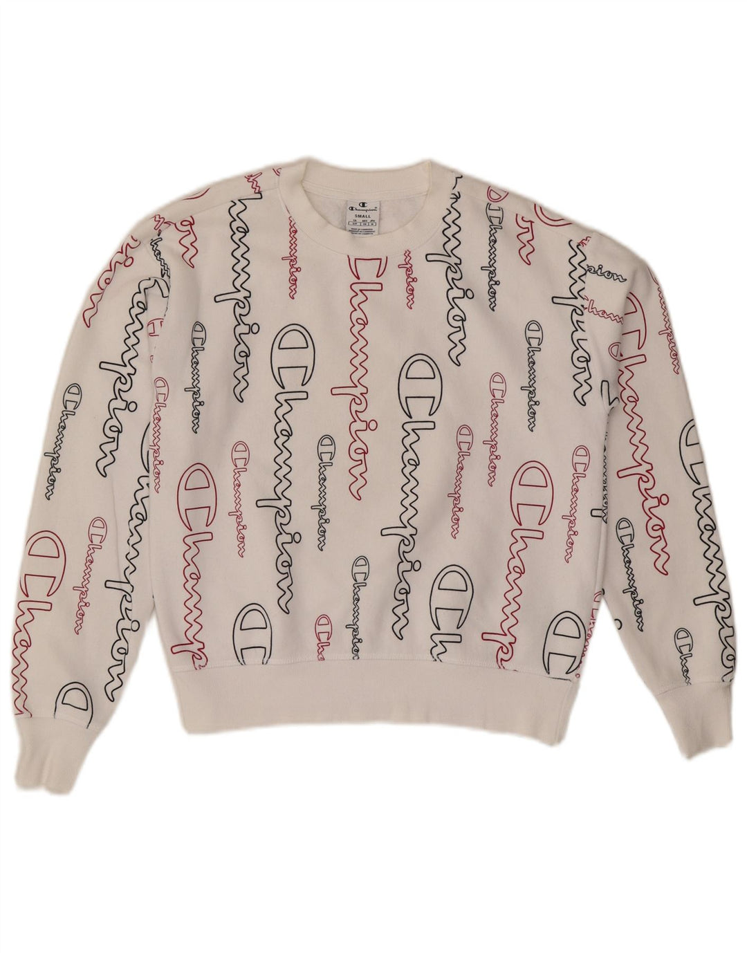 CHAMPION Womens Graphic Oversized Sweatshirt Jumper UK 10 Small White