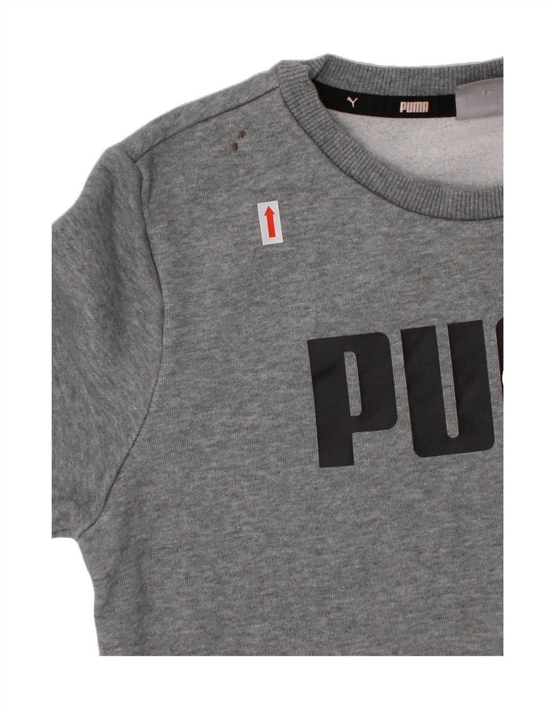 PUMA Boys Graphic Sweatshirt Jumper 11-12 Years Grey Cotton Vintage Puma and Second-Hand Puma from Messina Hembry 