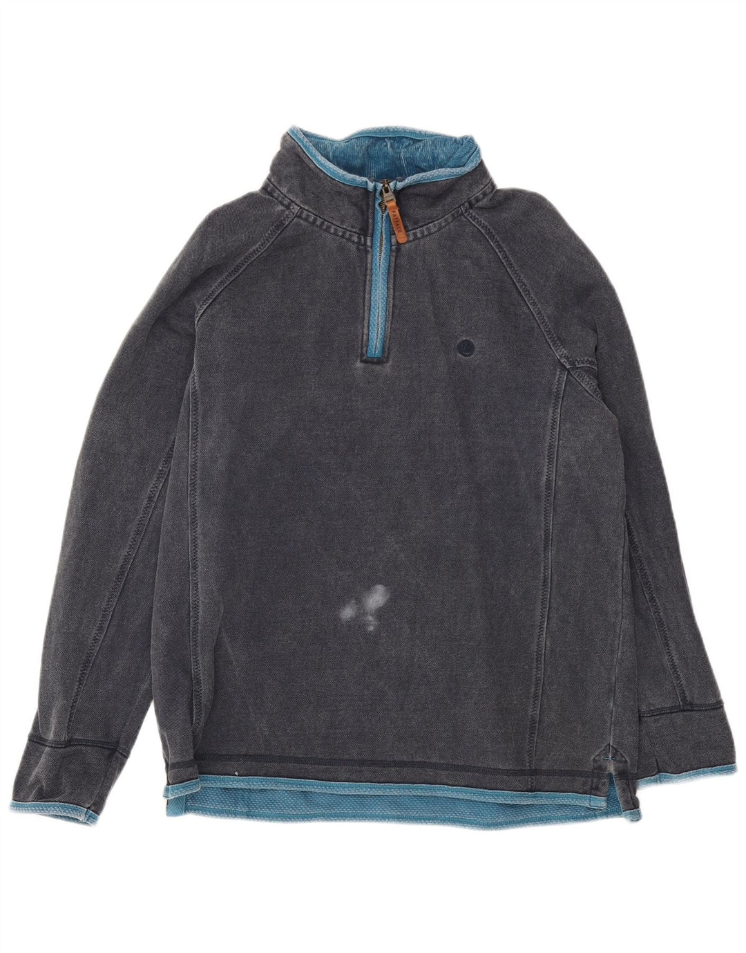 Fat Face Mens Zip Neck Sweatshirt Jumper Large Navy Blue Cotton