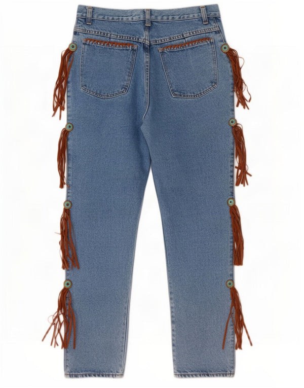 Ermanno Daelli Jean Western Taille Haute Femme IT 46 Large W30 L30 Bleu