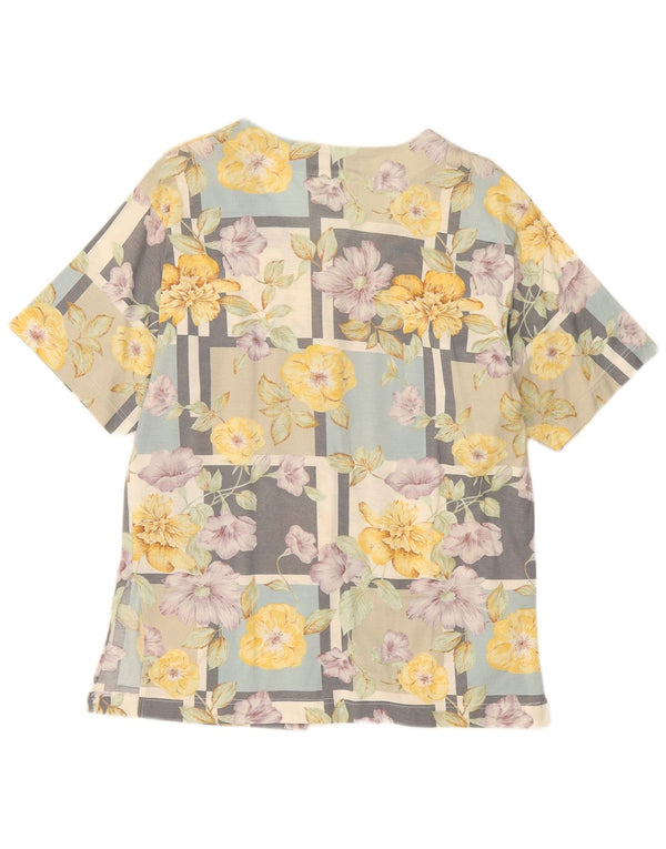 Vintage Womens Short Sleeve Shirt Blouse IT 46 Large Multicoloured Floral