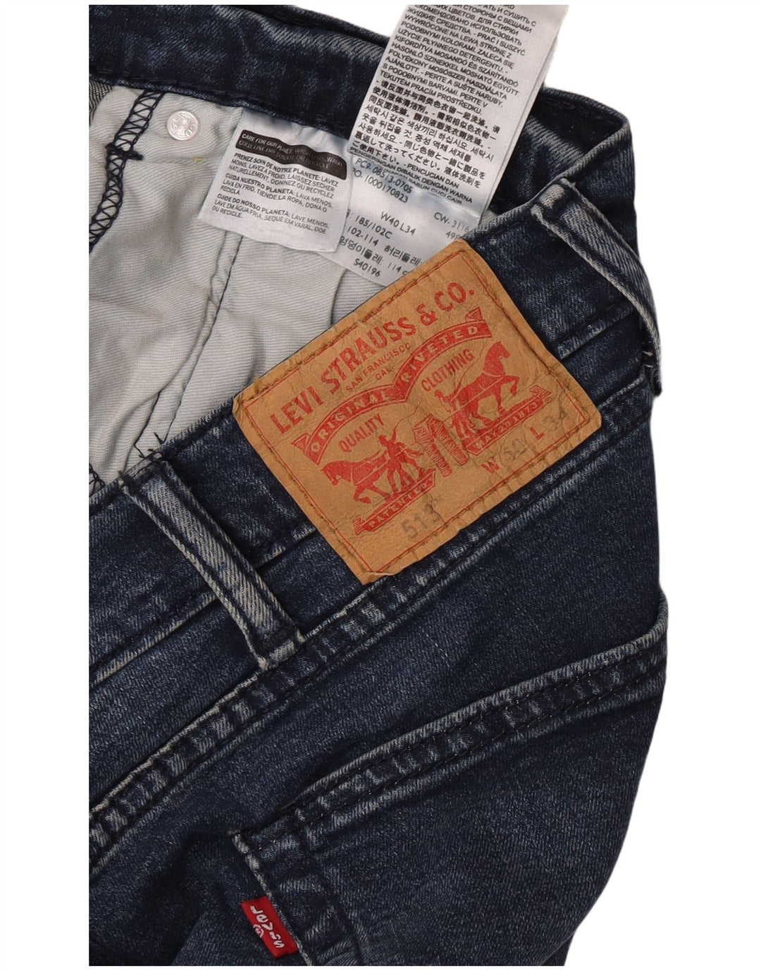 Levi's Mens 513 Slim Straight Jeans W40 L27 Blue Cotton