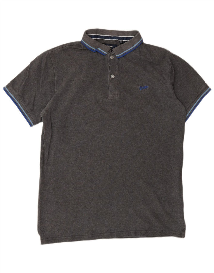 Polo da uomo Superdry in cotone grigio medio
