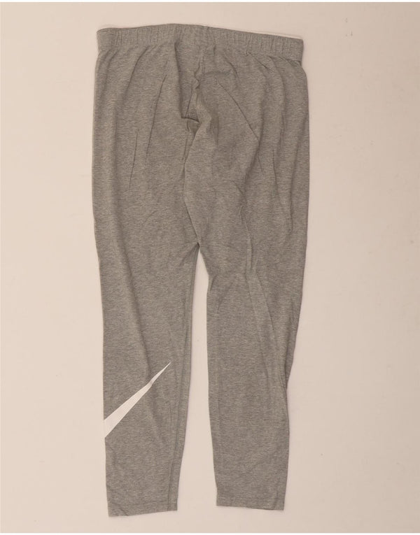 Nike Womens Graphic Leggings UK 14 Large Grey Flecked Cotton