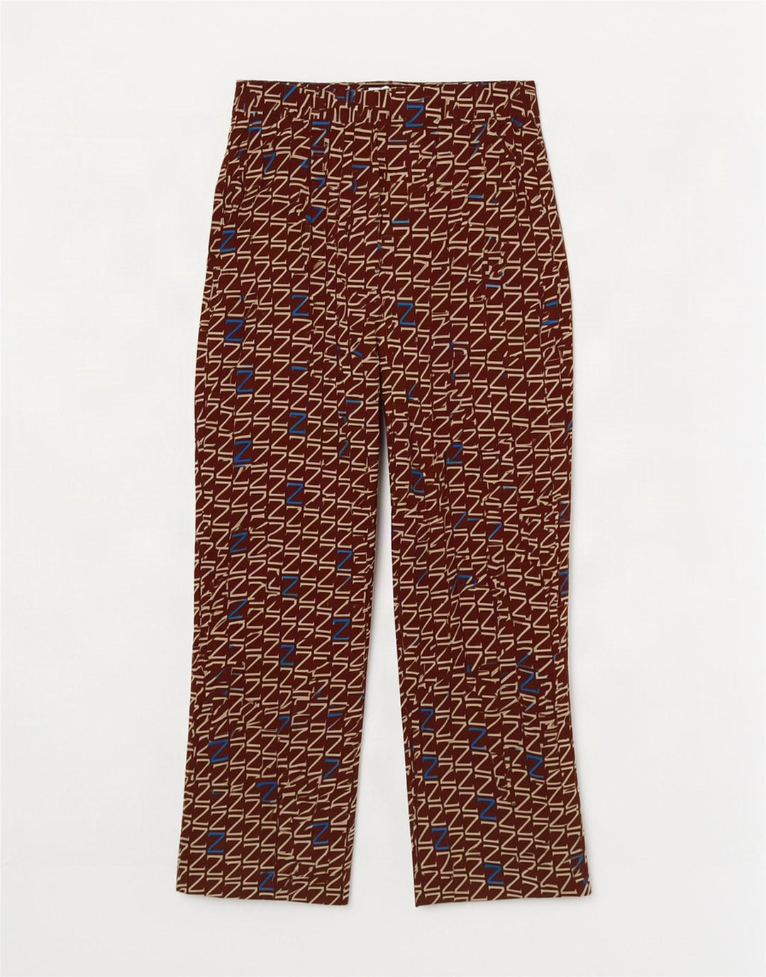 Zara Pantalon court droit graphique pour femme Petit W26 L25 Marron Polyester