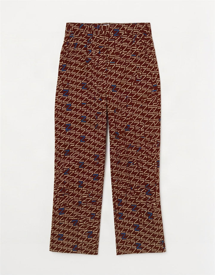 Zara Pantalon court droit graphique pour femme Petit W26 L25 Marron Polyester