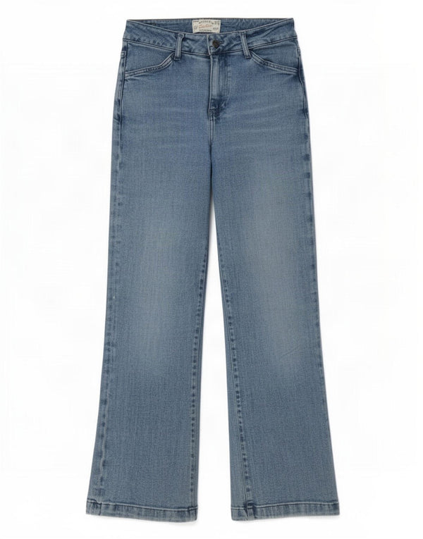 Fat Face Jean Elise jambe large pour femme UK 10 Small W27 L29 Bleu Coton
