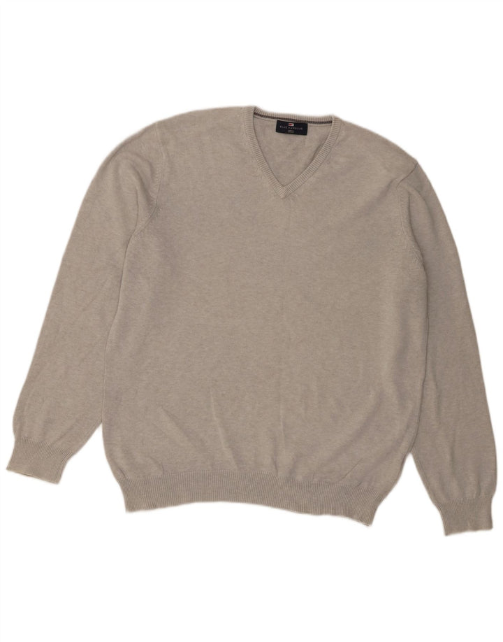 Marks & Spencer Mens Blue Harbour V-Neck Jumper Sweater Large Grey