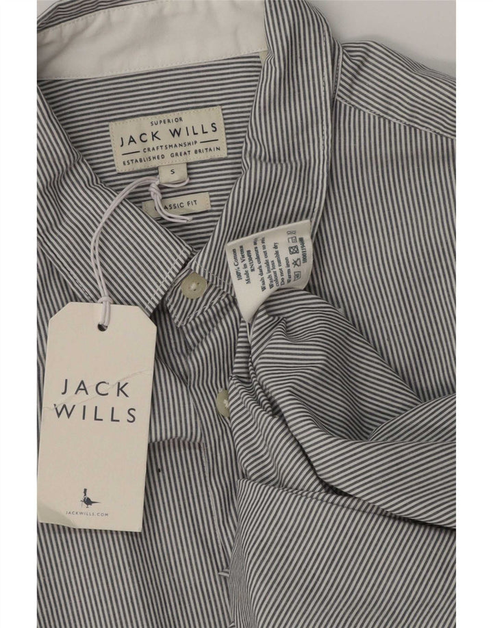 Jack Wills Mens Classic Fit Shirt Small Grey Pinstripe Cotton