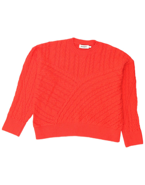 Desigual Damen Übergroßer Pullover mit Rundhalsausschnitt, UK 14, Mittelorange