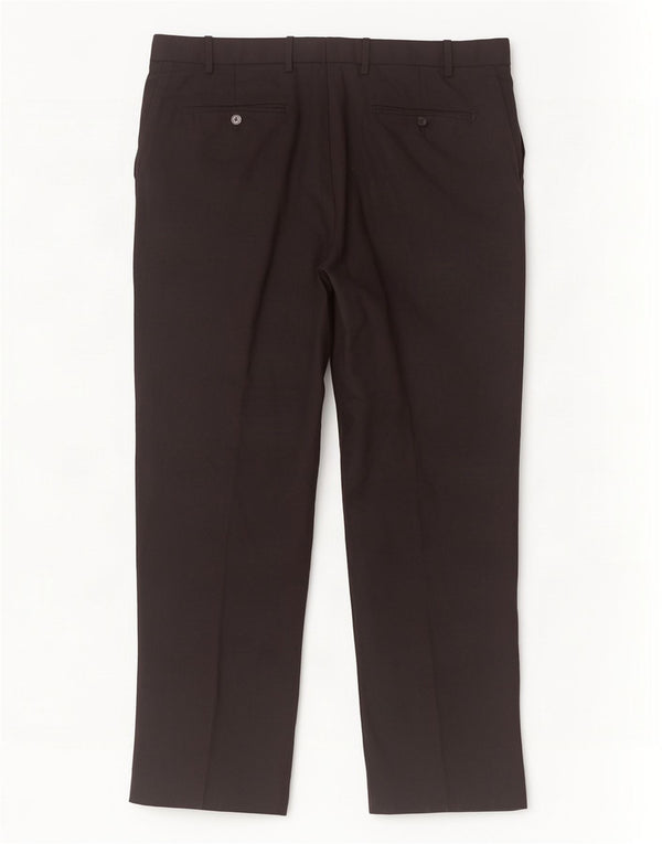 Calça masculina de terno reto Marks & Spencer sob medida W38 L31 lã preta