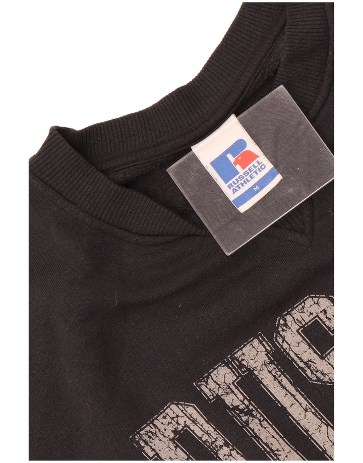 Russell Athletic Mens Graphic Loose Fit Sweatshirt Jumper Medium Black