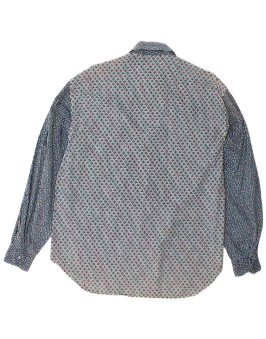 VINTAGE Mens Shirt Medium Blue Floral Cotton